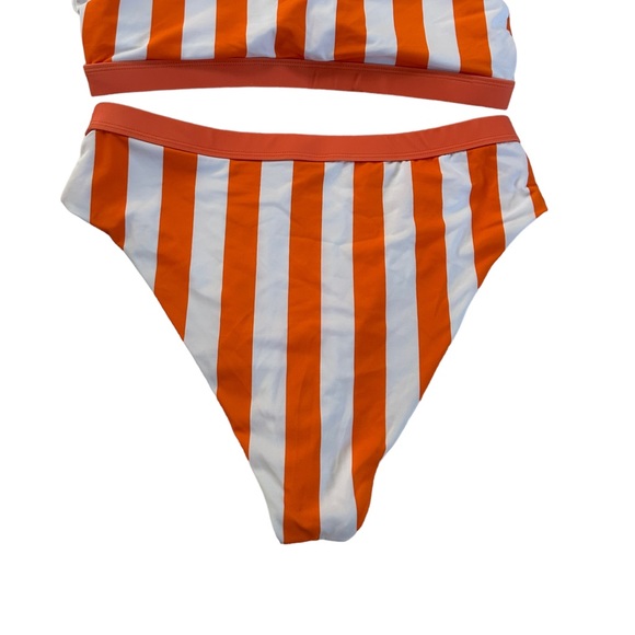 NWOT Women’s White Orange Stripes Two Piece Bathing Suit Size XL - Picture 16 of 17